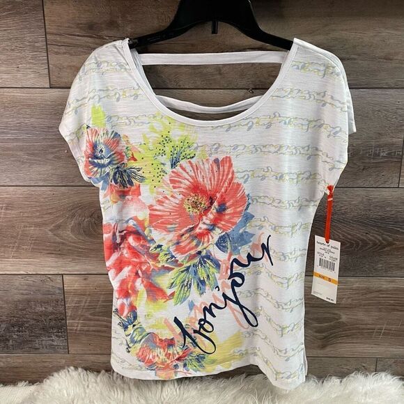 HEARTS OF PALM Womens Floral Tropical Embellished  Cottagecore Top Sz Small NWT - Picture 2 of 6